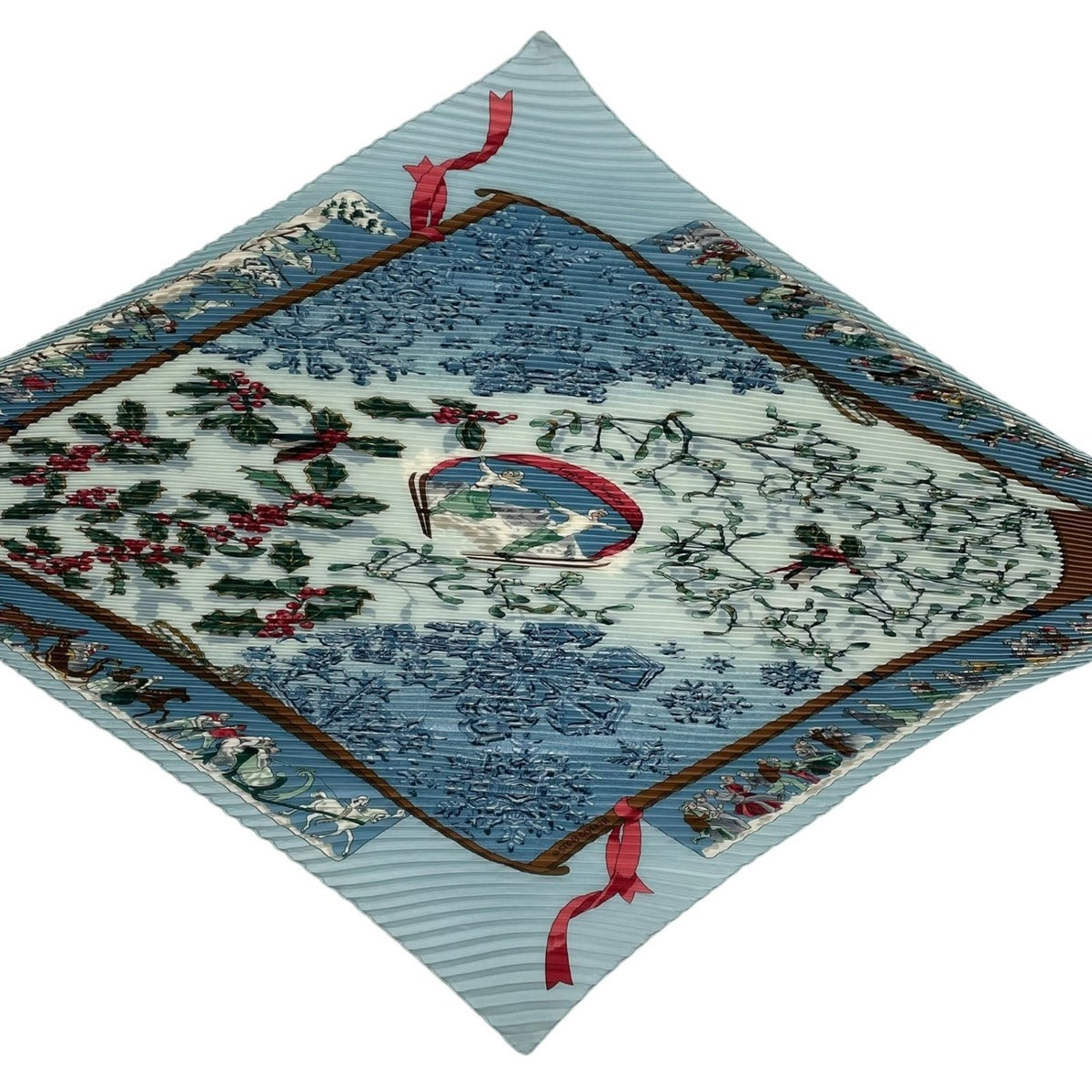 Hermes Scarf Pleated Silk Neige D'antan Last Year's Snow Blue — view 4