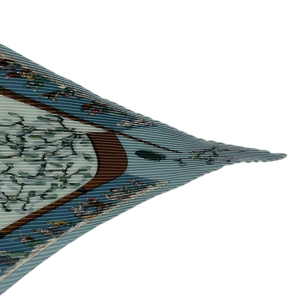 Hermes Scarf Pleated Silk Neige D'antan Last Year's Snow Blue — view 5