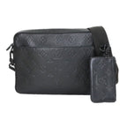 Louis Vuitton Monogram Shadow Duo Messenger Shoulder Bag Leather Black