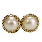 Chanel Earrings Coco Mark Metal Faux Pearl Gold Plated Accessories 94 P — view 2