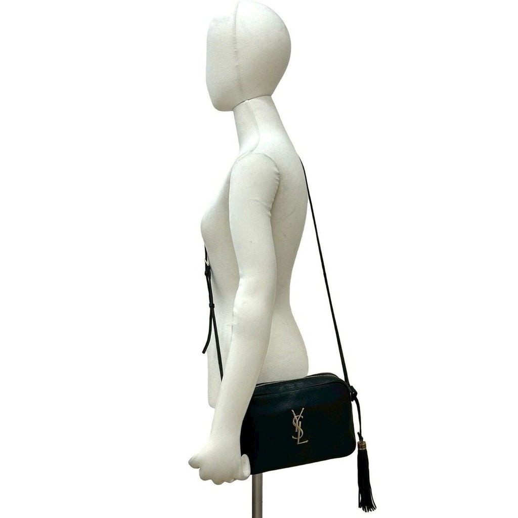 Saint Laurent Paris YSL Logo Leather Tassel Mini Shoulder Bag Pochette Black — view 2