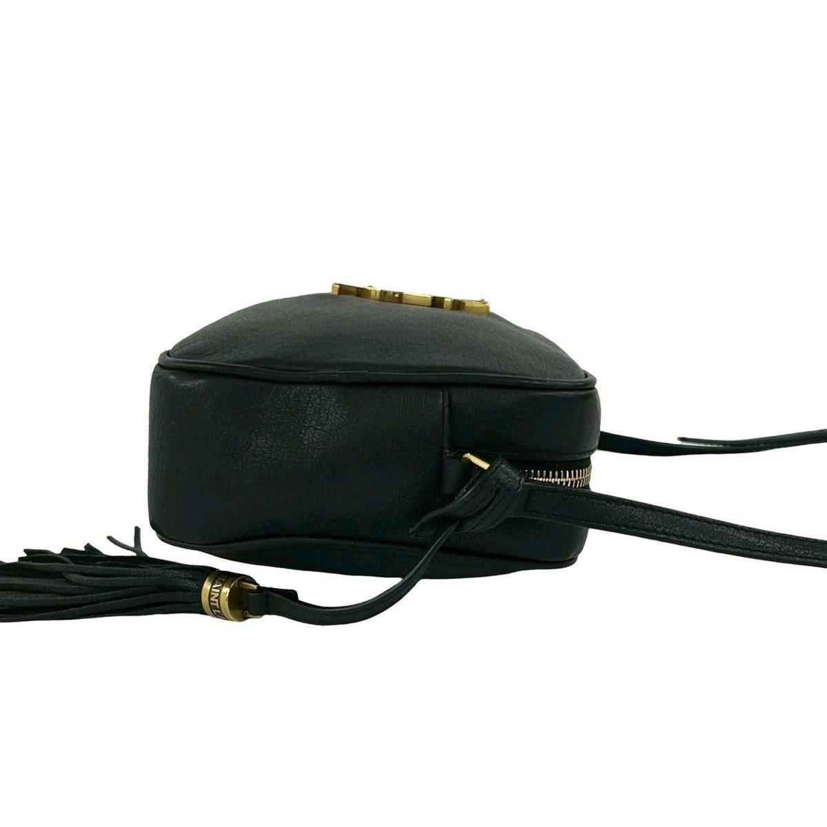 Saint Laurent Paris YSL Logo Leather Tassel Mini Shoulder Bag Pochette Black — view 6