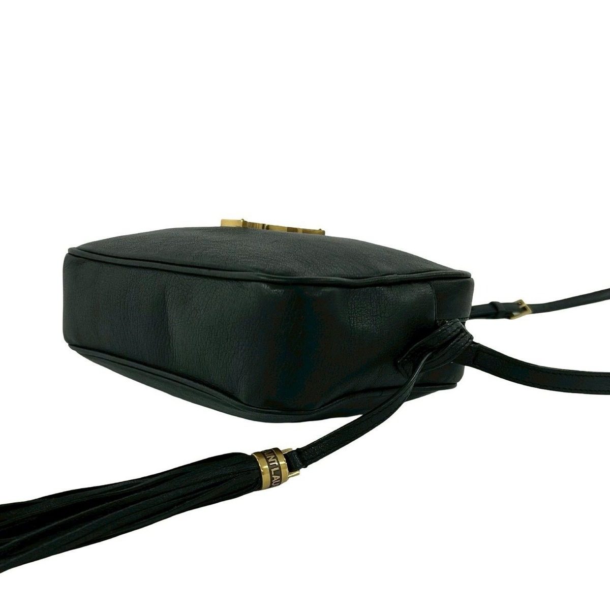 Saint Laurent Paris YSL Logo Leather Tassel Mini Shoulder Bag Pochette Black — view 8