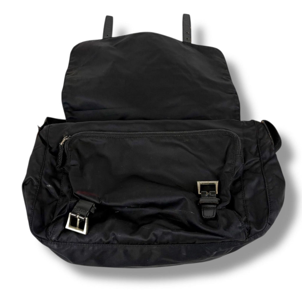 Prada Triangle Logo Cross Black Nero Tessuto Shoulder Bag — view 4