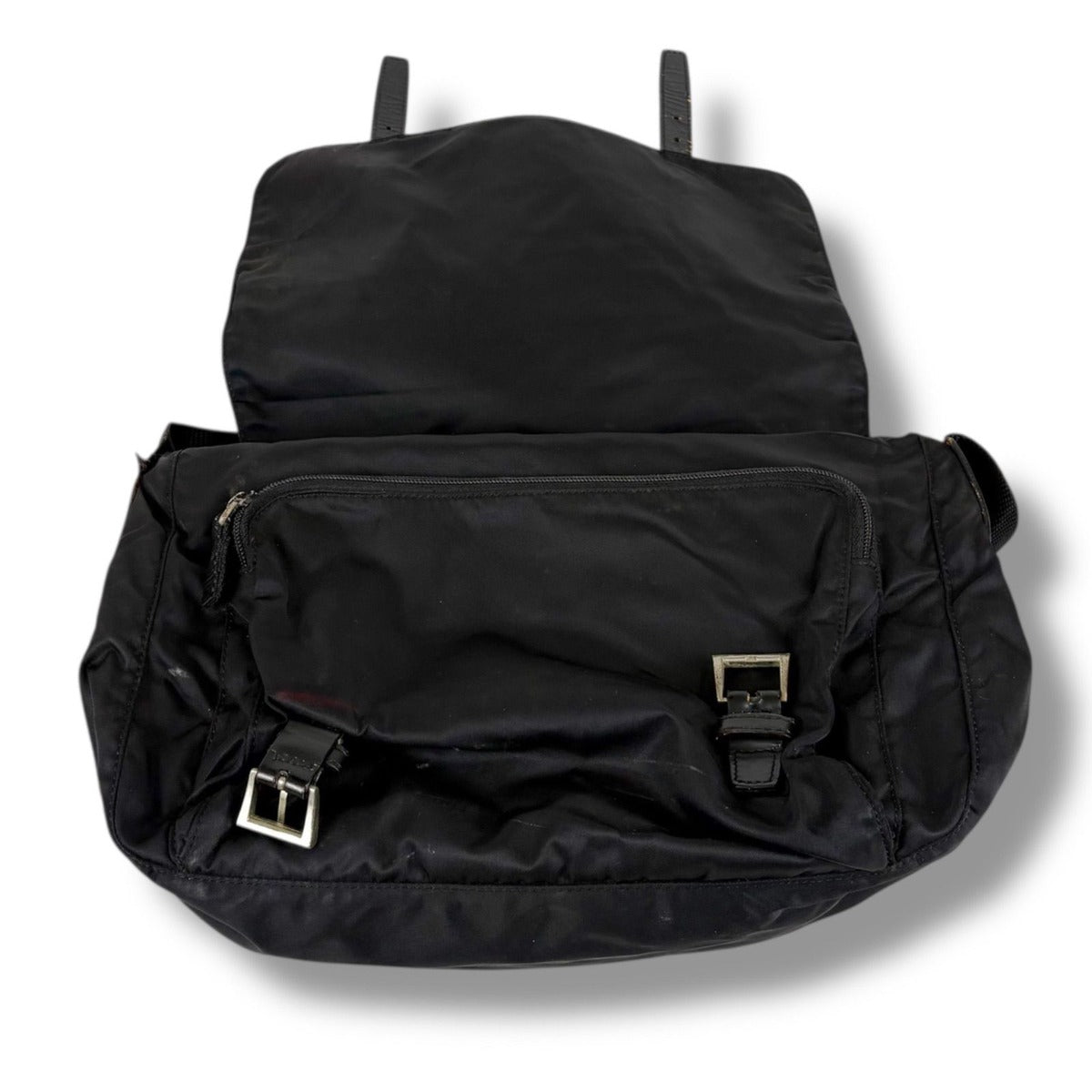 Prada Triangle Logo Cross Black Nero Tessuto Shoulder Bag — view 4