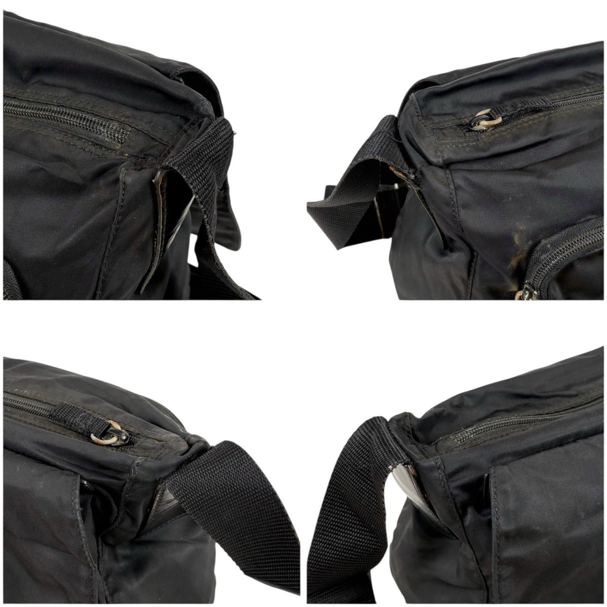 Prada Triangle Logo Cross Black Nero Tessuto Shoulder Bag — view 6