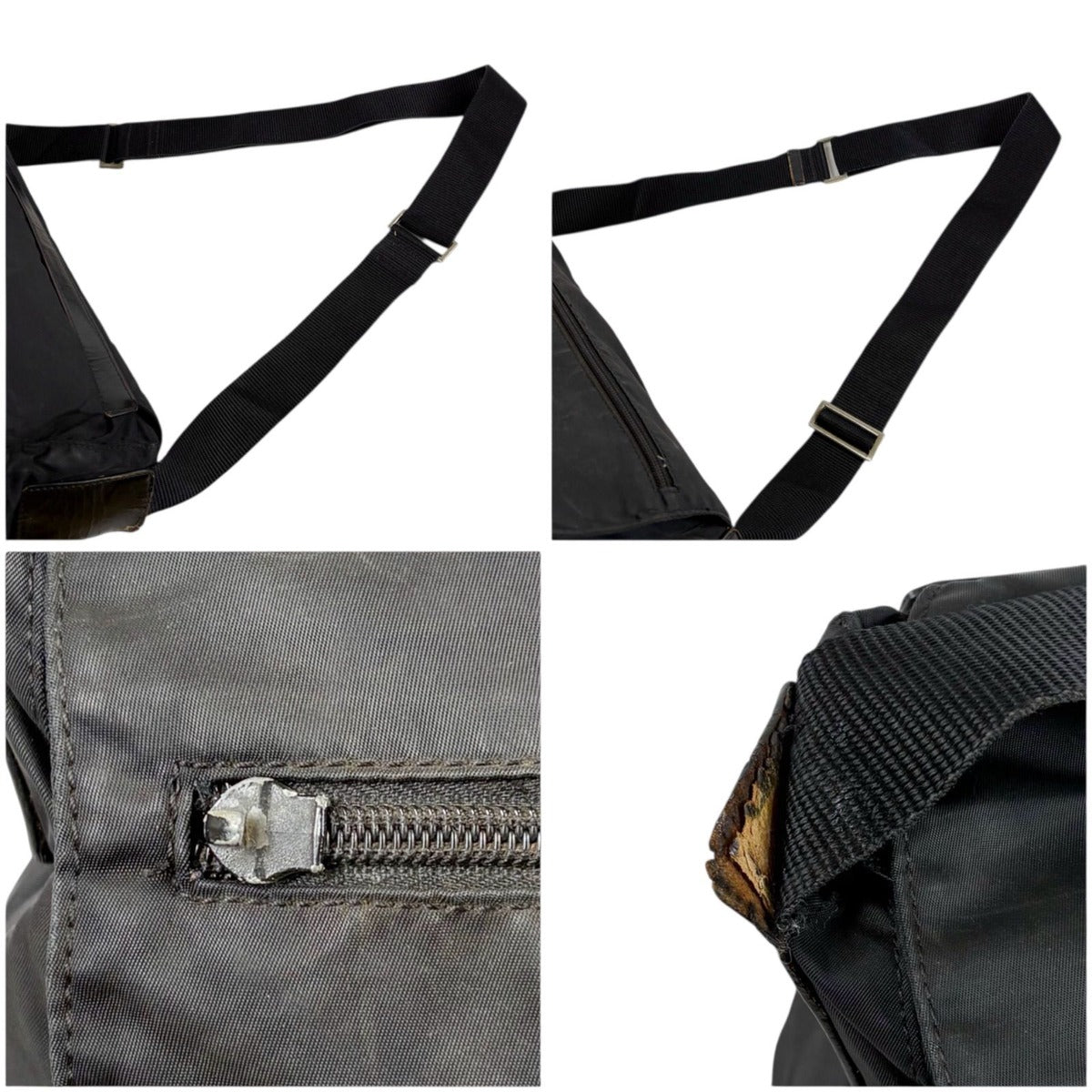 Prada Triangle Logo Cross Black Nero Tessuto Shoulder Bag — view 9