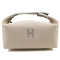 Hermes Brid A Black PM Cotton 100% Natural Silver Hardware H Logo Handbag Pouch
