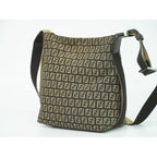 Fendi Zucchino Shoulder Bag Pochette Canvas Brown — view 2
