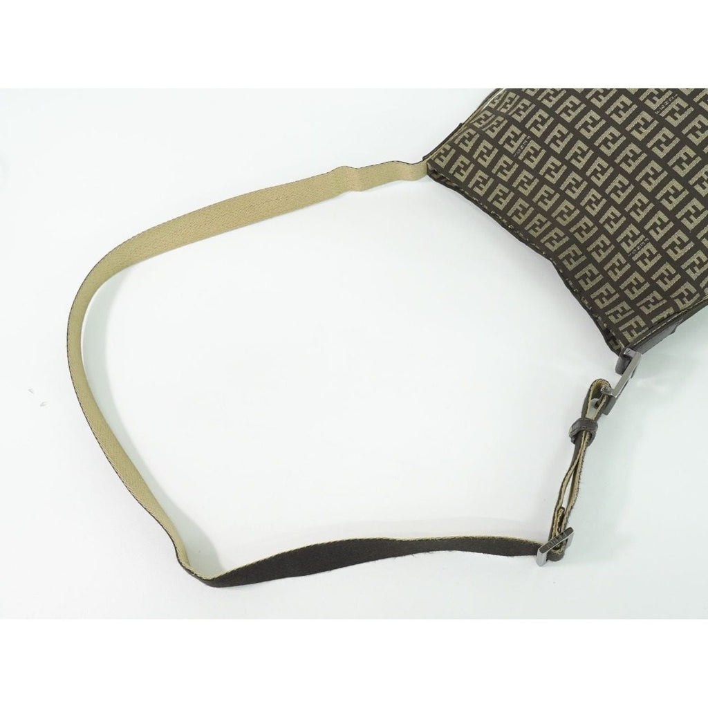 Fendi Zucchino Shoulder Bag Pochette Canvas Brown — view 4
