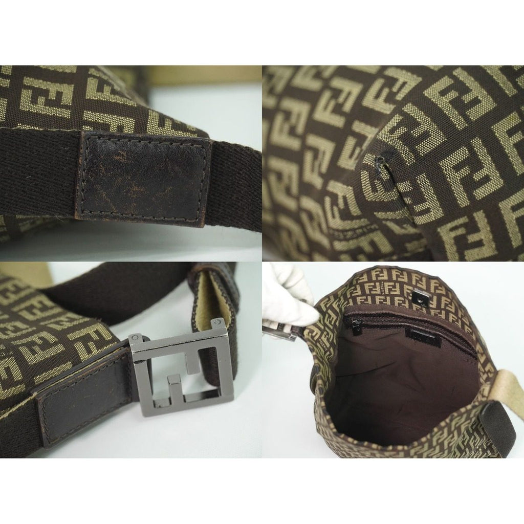 Fendi Zucchino Shoulder Bag Pochette Canvas Brown — view 8