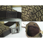 Fendi Zucchino Shoulder Bag Pochette Canvas Brown — view 8