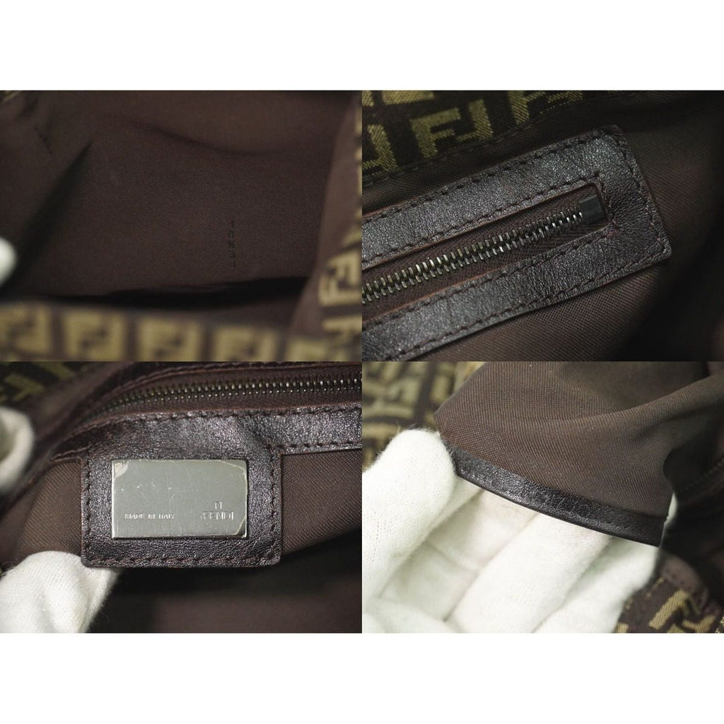 Fendi Zucchino Shoulder Bag Pochette Canvas Brown — view 9