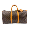 Louis Vuitton Keepall 50 Monogram Leather Brown Boston Bag Gold