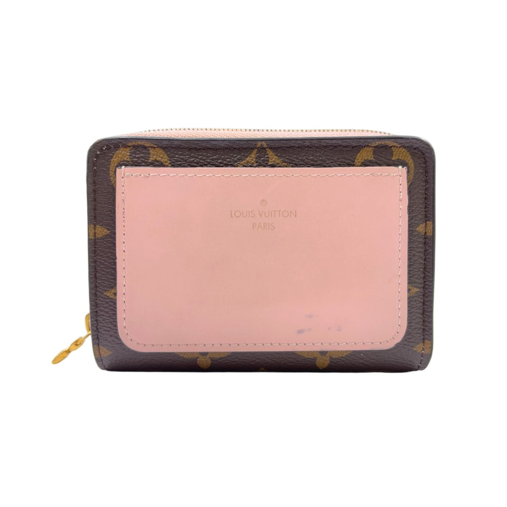 Louis Vuitton Portefeuille Lou Leather Brown Light Pink Bifold Wallet Gold