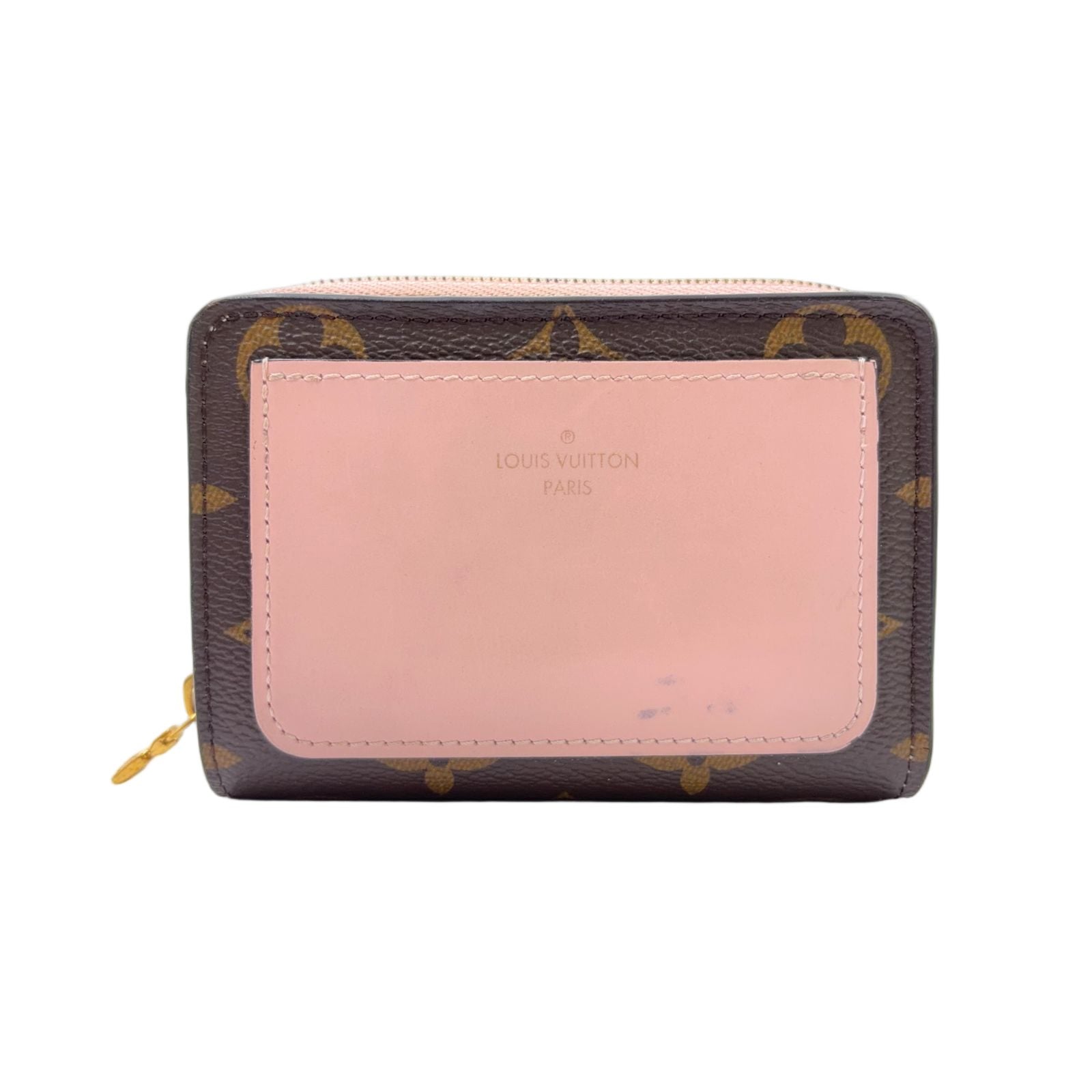 Louis Vuitton Portefeuille Lou Leather Brown Light Pink Bifold Wallet Gold