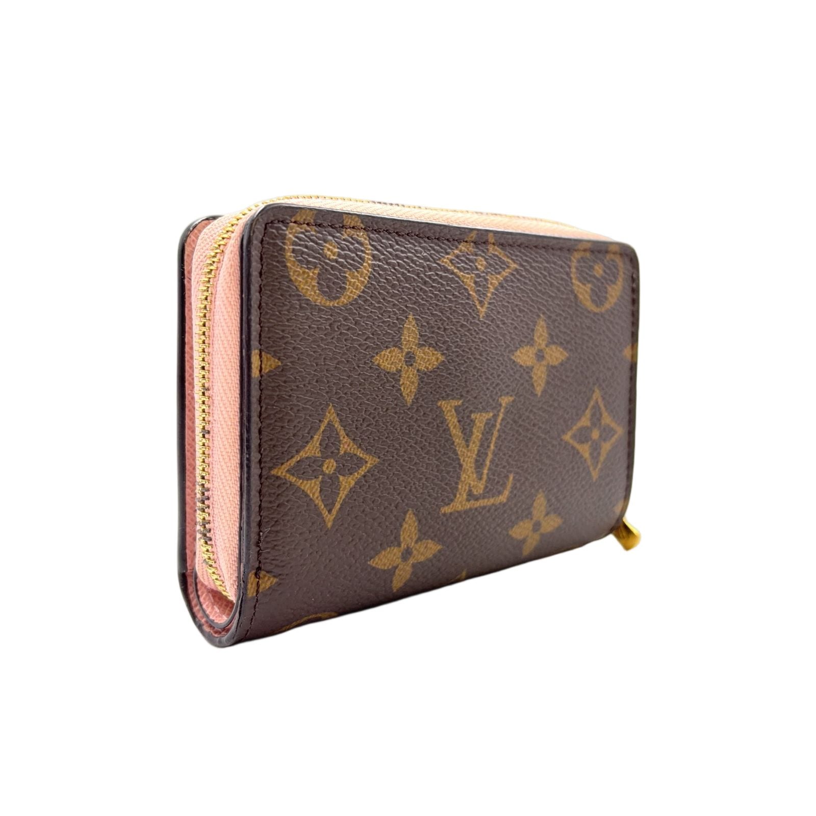 Louis Vuitton Portefeuille Lou Leather Brown Light Pink Bifold Wallet Gold — view 2