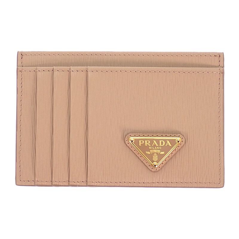 Prada Vitello Card Case Leather Cipria Gold