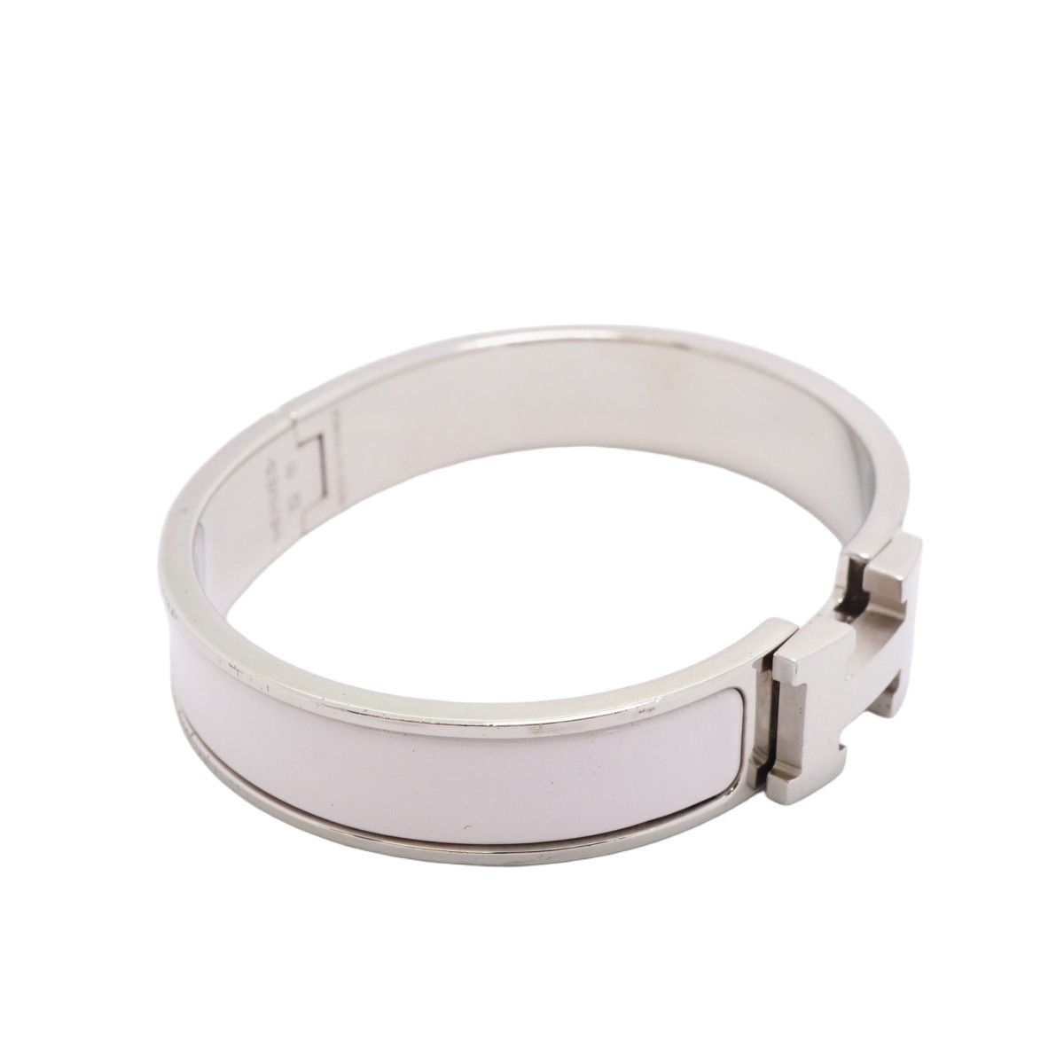 Hermes Bangle Clic Clac PM Metal Silver Pink Bracelet — view 2
