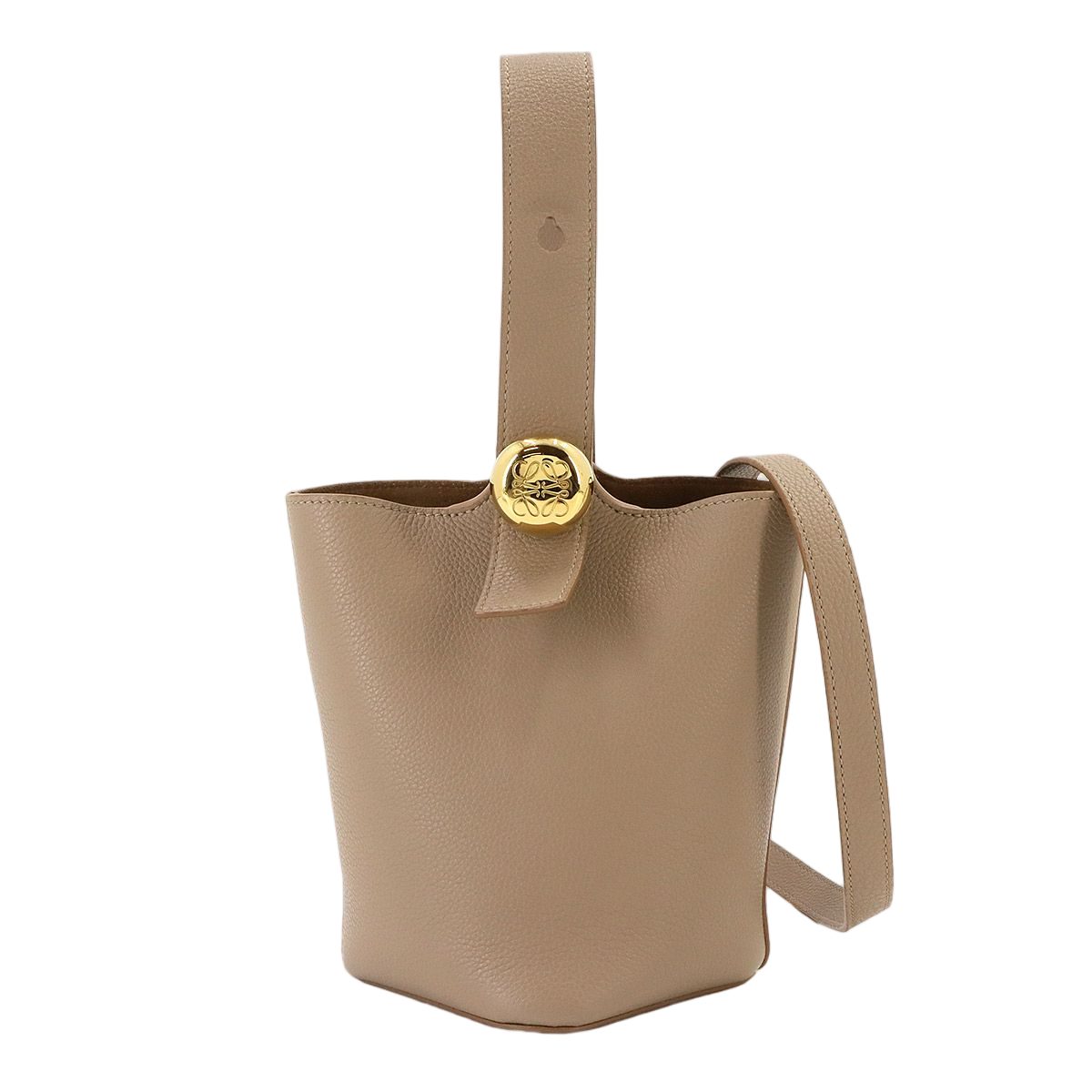 Loewe Pebble Bucket Bag Mini 2-Way Leather Sand