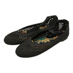Dior CD Logo Mesh Flat Ballet Shoes 37.5 Black Fabric