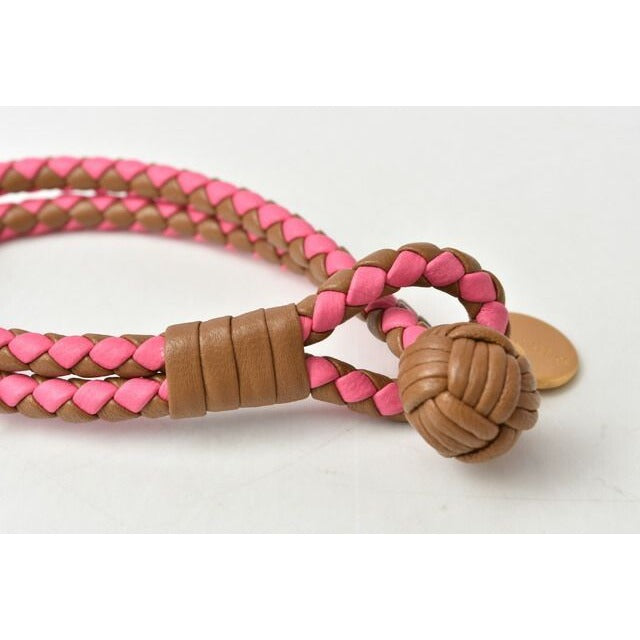 Bottega Veneta Bracelet Bangle Intrecciato Double Pink Brown — view 4
