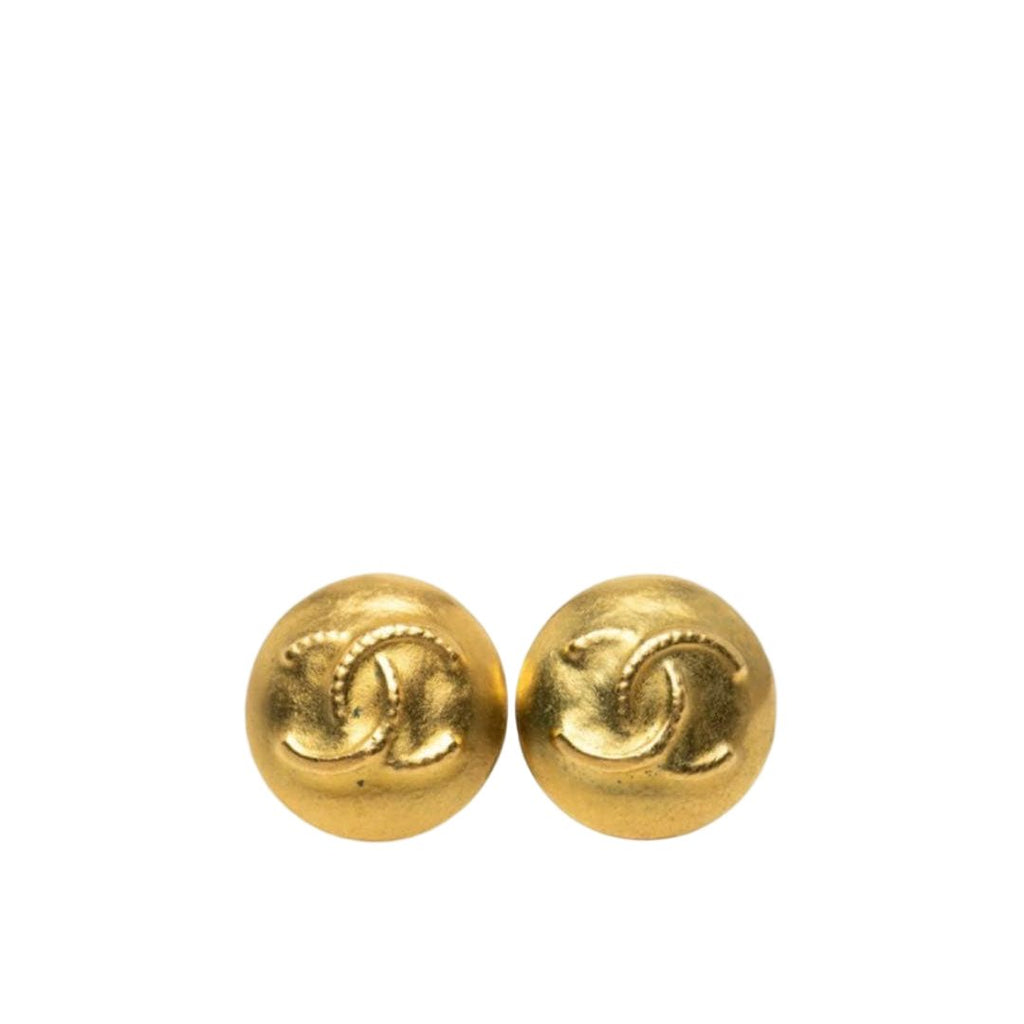 Chanel CC Logo Vintage Round Earrings 95c