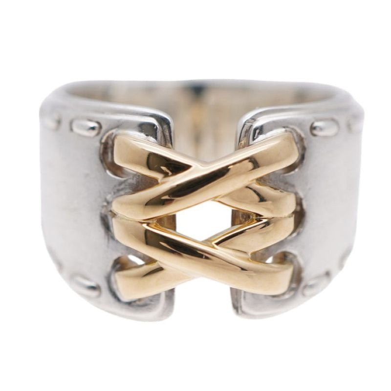 Hermes Mexico Double Silver Yellow Gold Ring 51 — view 2