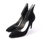 Hermes Vecteur Feather Motif Suede Leather Pumps Black 35 Storage With Bag