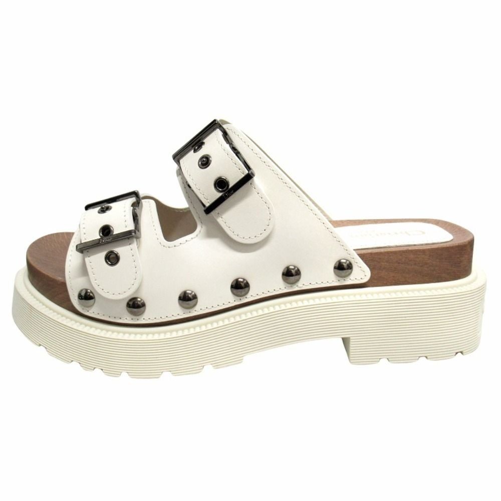 Dior Quake Leather Sandals Platform Shoes 37 White