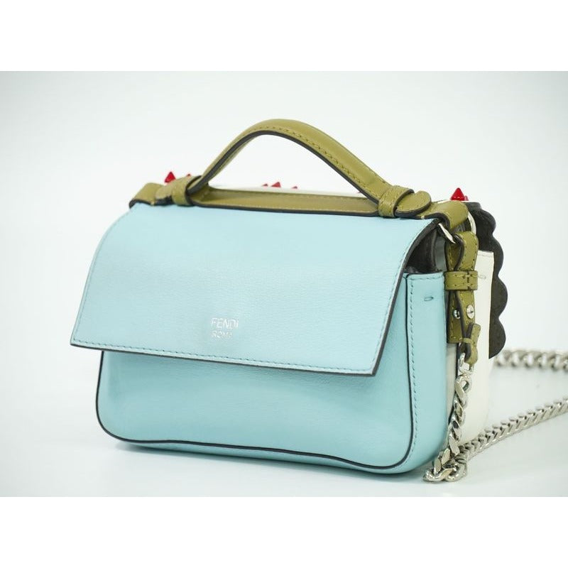 Fendi Double Micro Baguette Studded 2-Way Shoulder Bag Handbag Leather — view 2