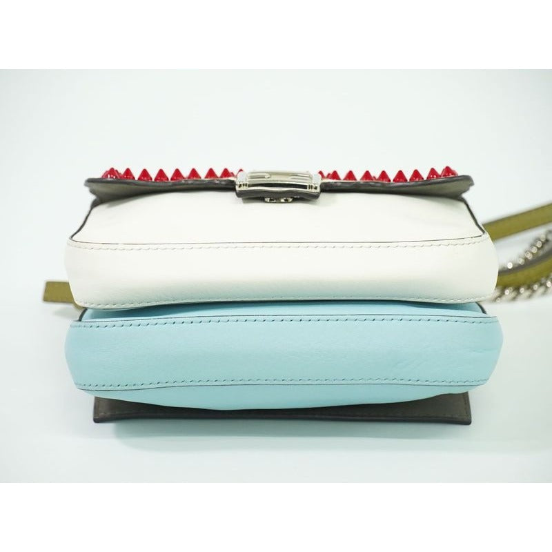 Fendi Double Micro Baguette Studded 2-Way Shoulder Bag Handbag Leather — view 4