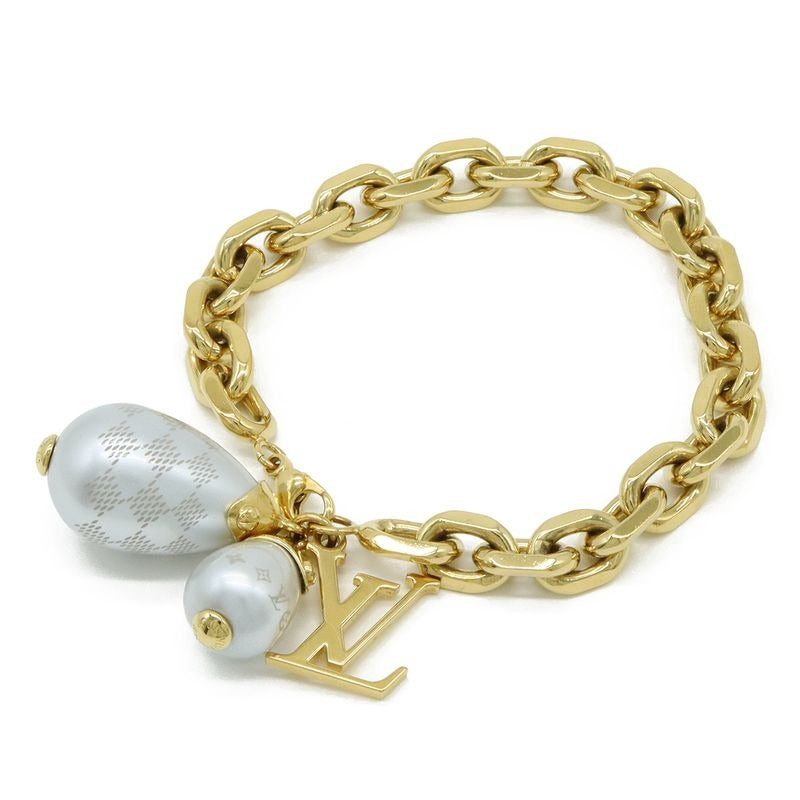Louis Vuitton Bracelet Damier Pearl Logo Chain GP Faux