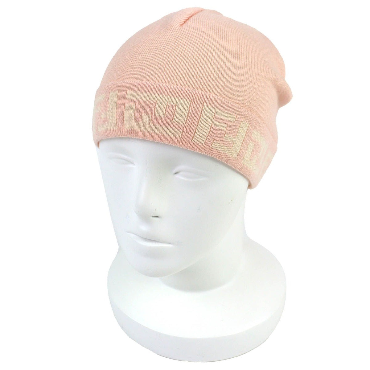 Fendi Wool Zucca Pattern Knit Cap Beanie Pink