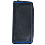 Louis Vuitton Zippy Wallet Vertical Zip Around Taiga Noir Black Blue