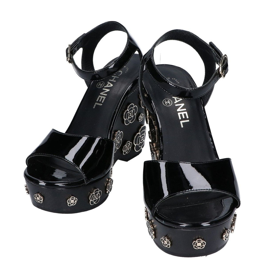 Chanel Patent Leather Camellia Sandal