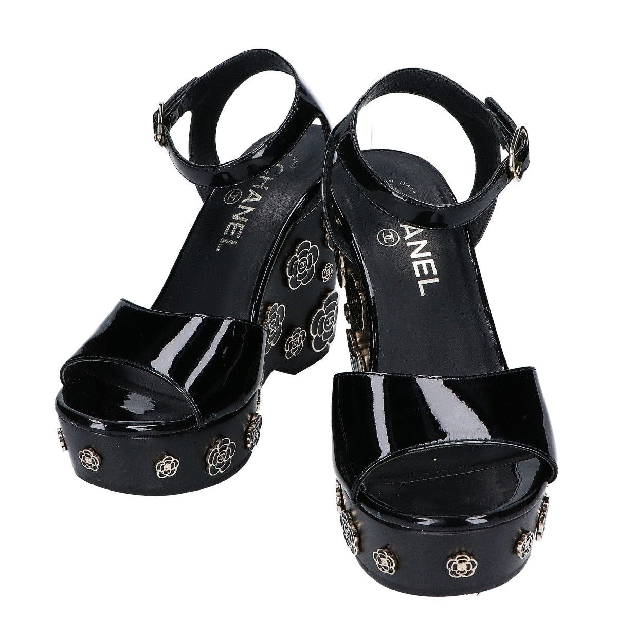 Chanel Patent Leather Camellia Sandal