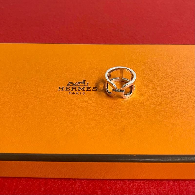 Hermes Everchaine Dancre Silver 925 Ring No 8 Accessory Jewelry 402-3