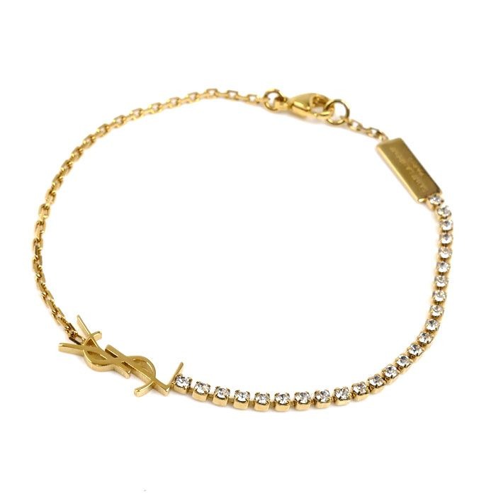 Saint Laurent Rhinestone Cassandra Charm Bracelet