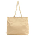 Prada Triangle Logo Chain Shoulder Tote Hand Beige