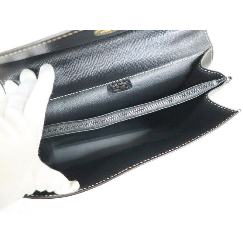 Celine Flap Handbag Leather Black Gold — view 5