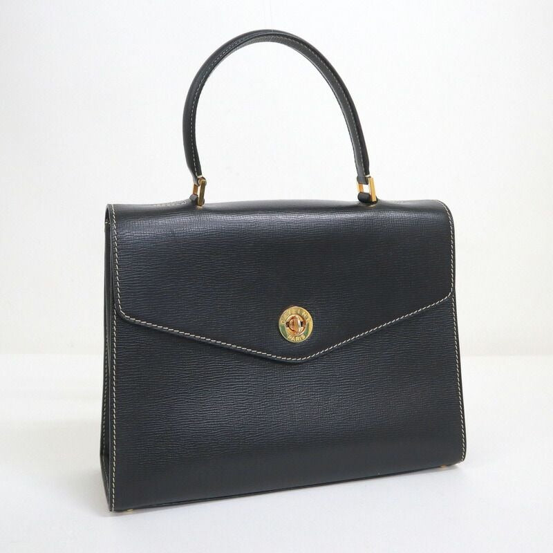 Celine Flap Handbag Leather Black Gold