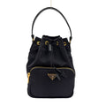 Prada Bucket 2-Way Nylon Black Handbag Gold