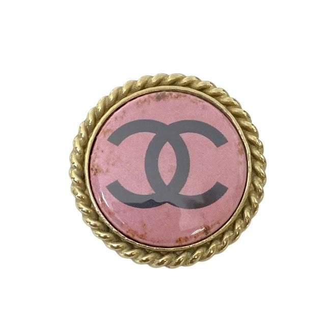 Chanel Brooch Pin Accessories Small Coco Mark GP Gold Pink — view 2