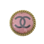 Chanel Brooch Pin Accessories Small Coco Mark GP Gold Pink