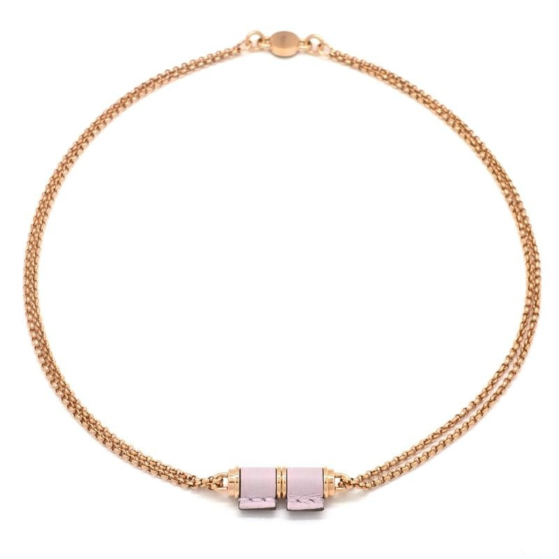 Hermes Charnieres PM Necklace Swift Leather Gold Color Metal Neck Circumference
