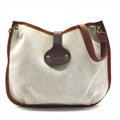 Hermes Canvas Saco Rodeo Toile Ash Shoulder Bag Brown