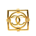 Chanel Vintage CC Logo Square Brooch Gold Plated