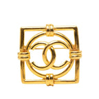 Chanel Vintage CC Logo Square Brooch Gold Plated