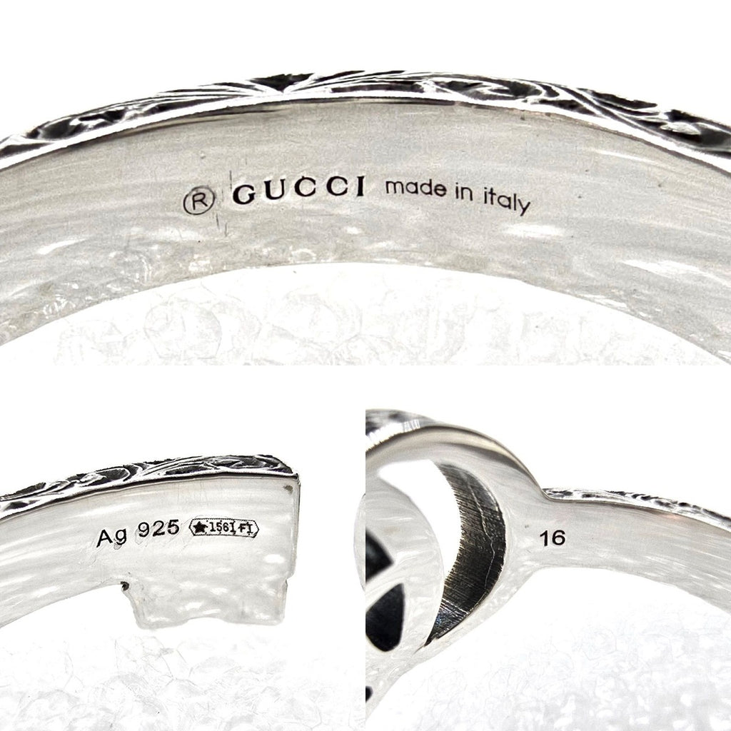 Gucci Double Key Motif Ring Aging Finish Star Silver — view 8